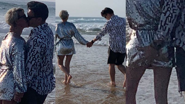 TYLKO NA PUDELKU: Ciężarna (?) Paulla obściskuje się z partnerem na portugalskiej plaży (ZDJĘCIA)