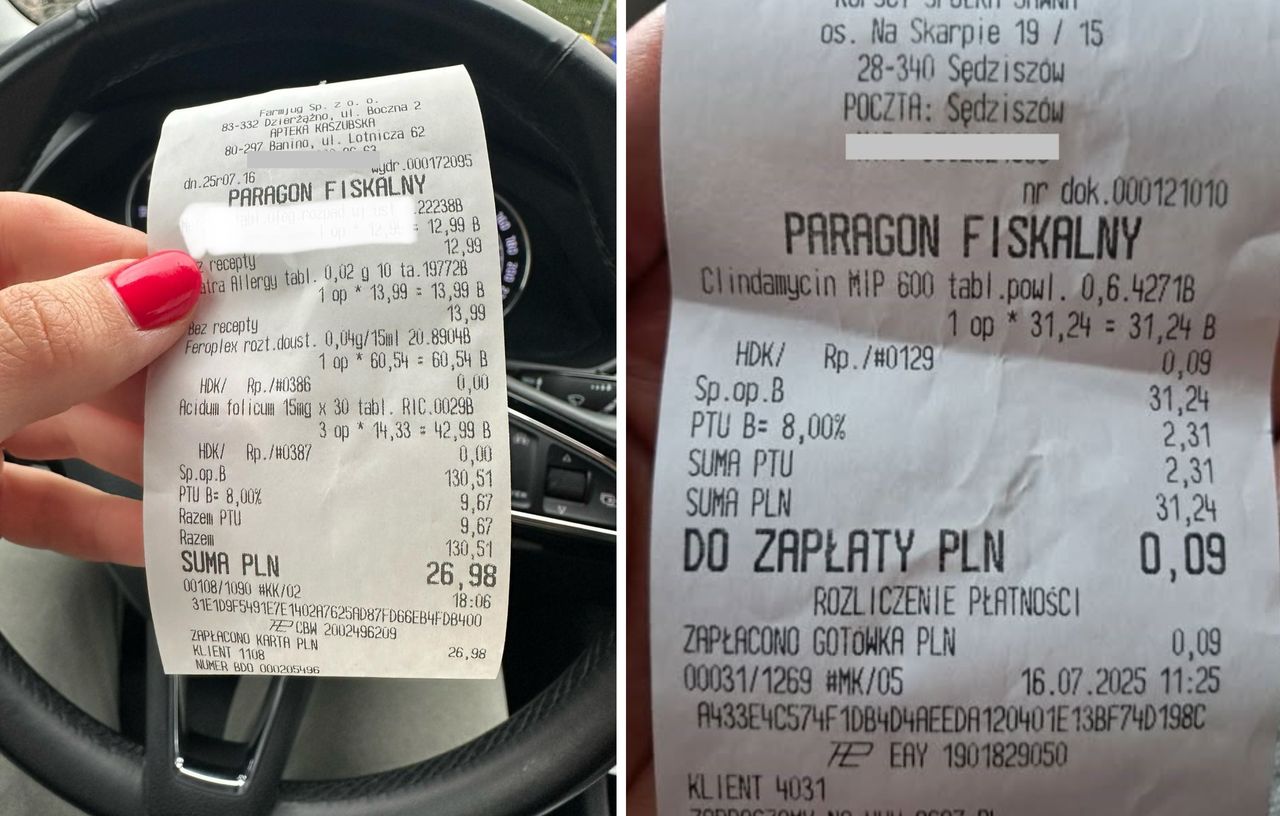 "Całe 9 gr za antybiotyk". Internauci publikują paragony z aptek