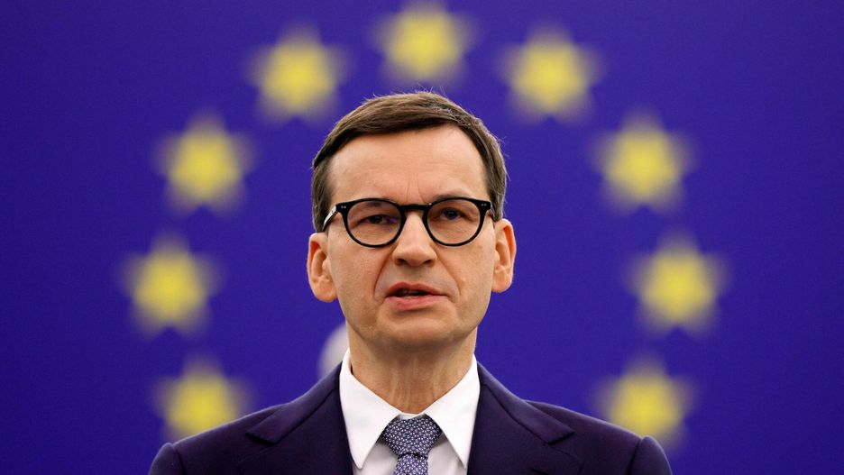 Przemowa premiera Morawieckiego w Parlamencie EuropejskimPolish Prime Minister Mateusz Morawiecki delivers a speech during a debate on The Rule of law crisis in Poland and the primacy of EU law at the European Parliament in Strasbourg, on October 19, 2021. (Photo by RONALD WITTEK / POOL / AFP)RONALD WITTEK