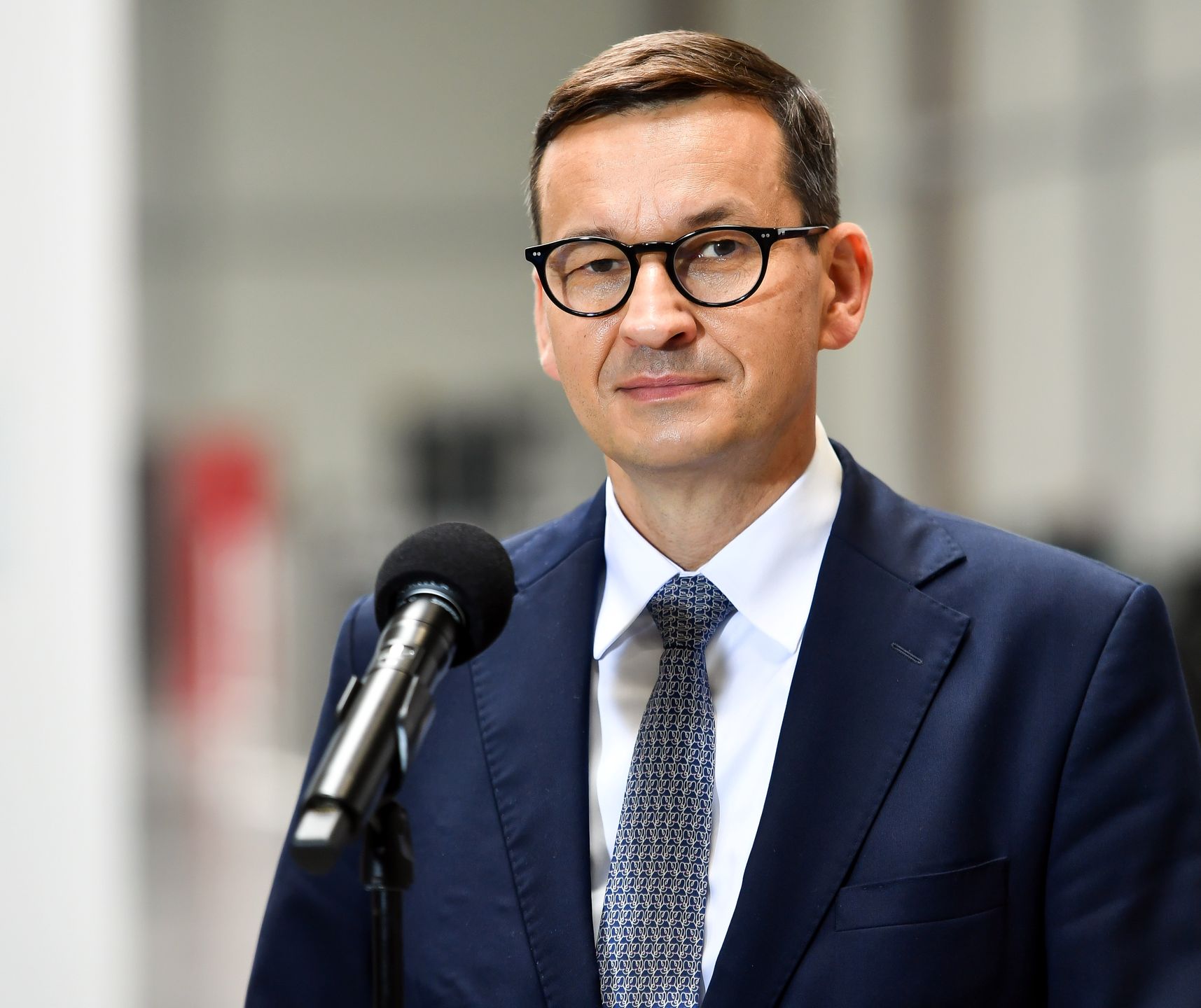 WIELOGLOWY, POLAND - 2021/07/29: Prime Minister Mateusz Morawiecki visits the Wisniowski factory in the village of Wieloglowy in the nearby town of Nowy Sacz. (Photo by Alex Bona/SOPA Images/LightRocket via Getty Images)