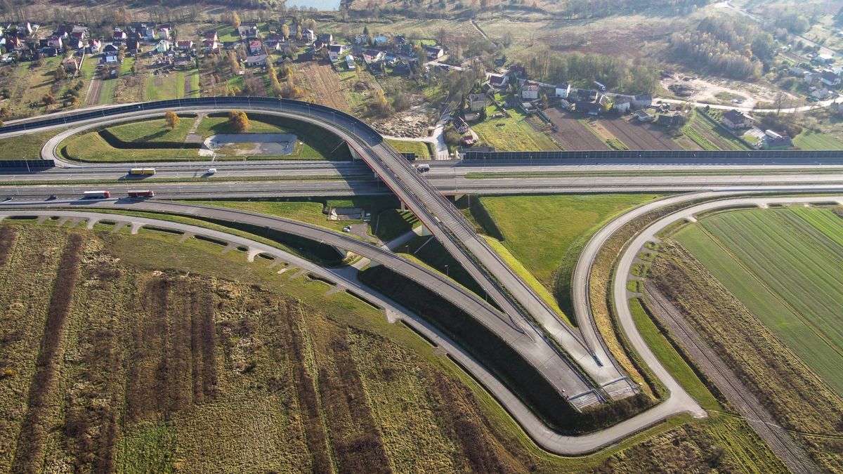 Węzeł Kielce Zachód na S7, do którego podłączona zostanie droga S74