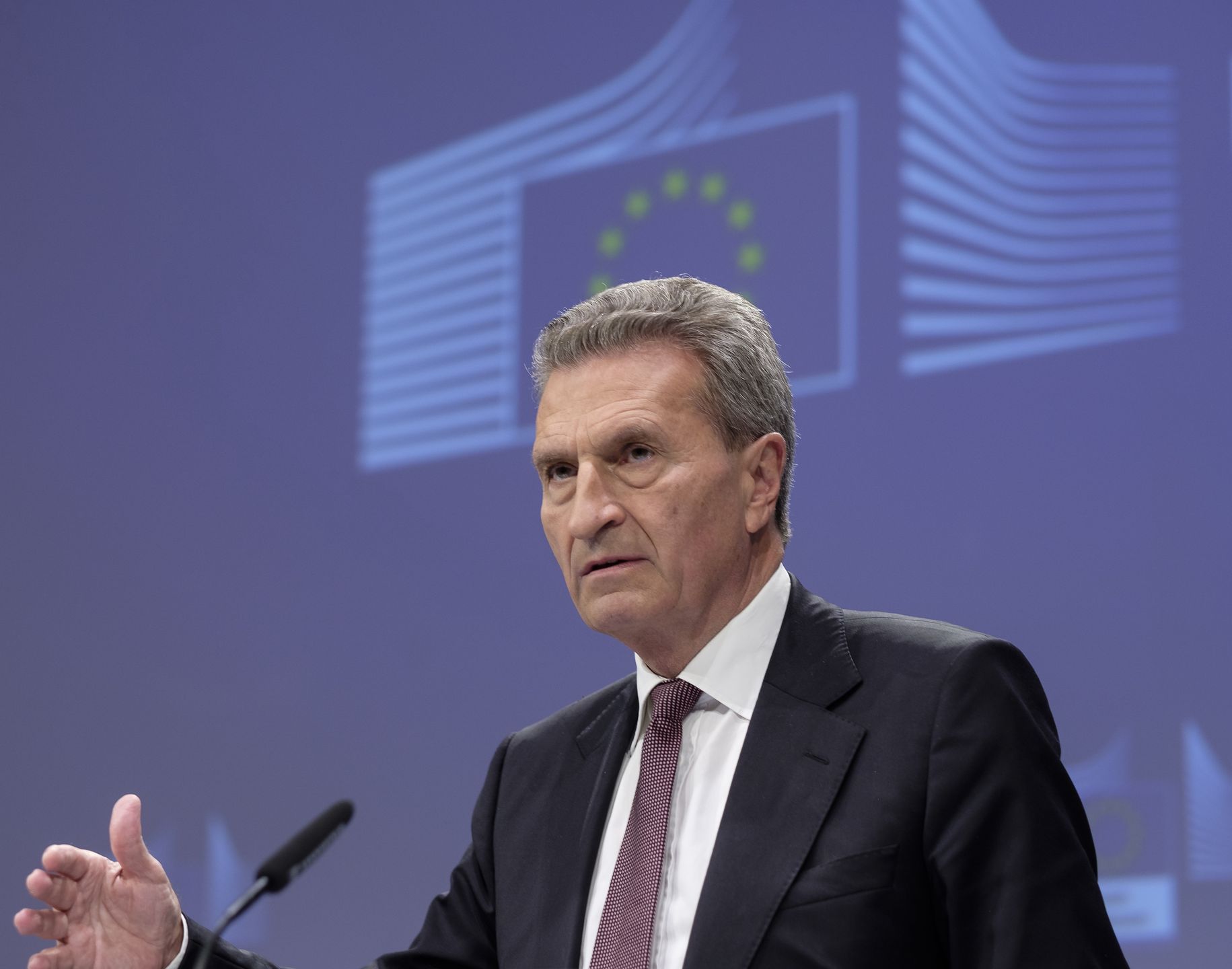 European Commissioner For Budget And Human Resources Gunther Oettinger
BRUSSELS, BELGIUM, OCTOBER 12, 2018 : European Commissioner for budget and human resources Guenther Oettinger talks to media on the EU budget for the future  the road ahead on October 12, 2018 in Brussels, Belgium. (Photo by Thierry Monasse/Getty Images)
Thierry Monasse
brussels, politic