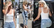 Szczupła Khloe Kardashian zachwyca sylwetką w obcisłym body i autorskich jeansach (ZDJĘCIA)