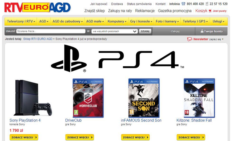 Sony PlayStation 4 już w przedsprzedaży w RTV EURO AGD 3