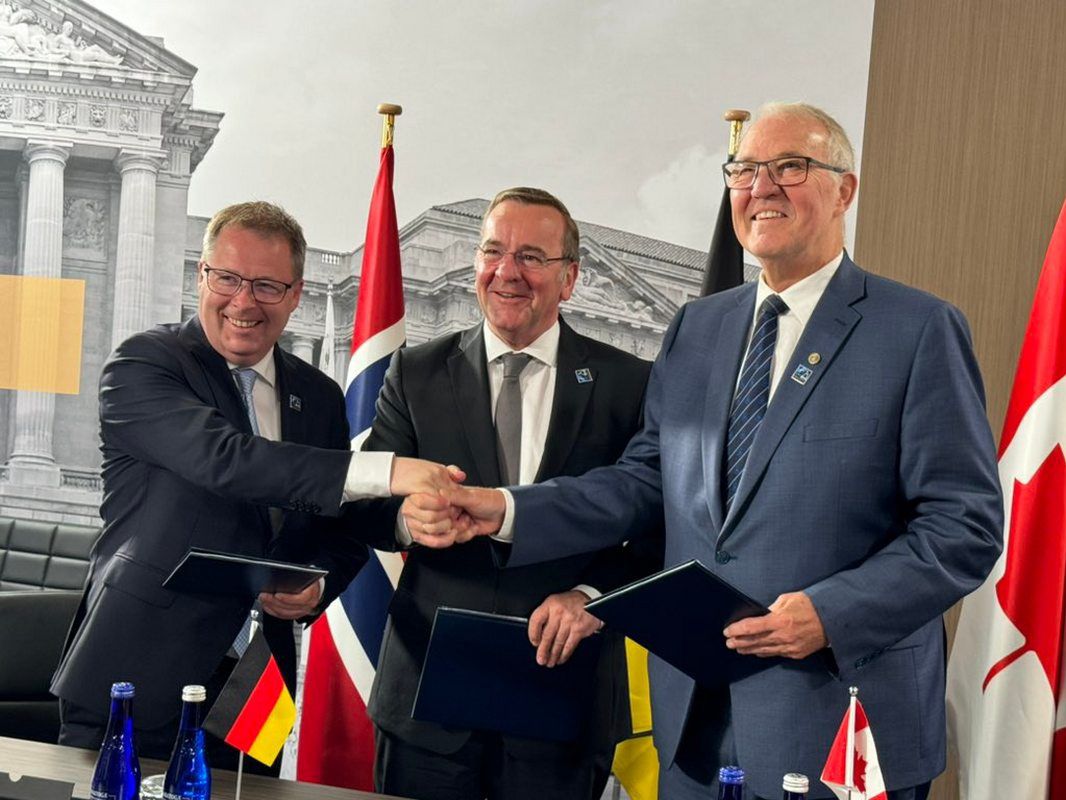 German defence minister Boris Pistorius, Norwegian defence minister Bjorn Arild Gram, and Canadian defence minister Bill Blair.