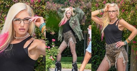 Młodzieżowa Gwen Stefani kusi wymyślnymi pozami podczas sesji zdjęciowej w Calabasas (ZDJĘCIA)