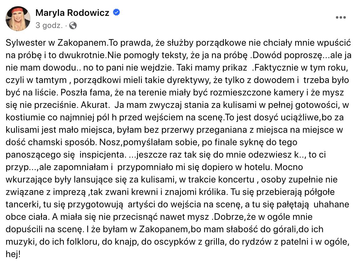 Maryla Rodowicz została skandalicznie potraktowana