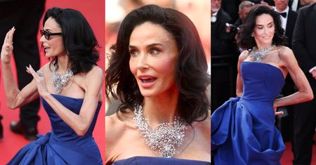 Niepokojąco szczupła Demi Moore kontynuuje podbój Cannes. Tym razem zachwyciła w królewskim błękicie. Klasa? (ZDJĘCIA)