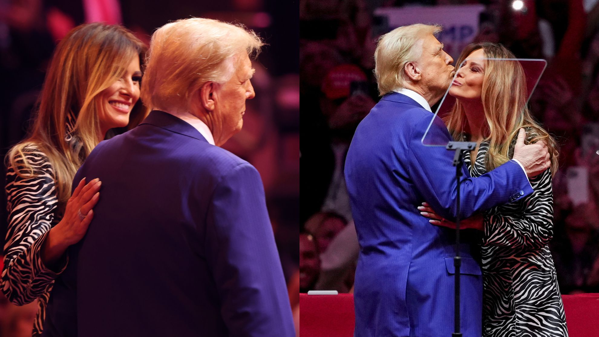 Donald i Melania Trumpowie wymieniają czułości na wiecu