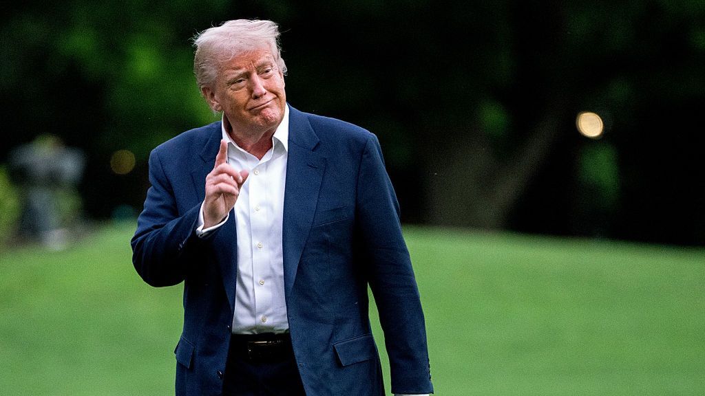 President Trump Returns To White House From Florida
US President Donald Trump walks on the South Lawn of the White House after arriving on Marine One in Washington, DC, US, on Sunday, May 4, 2025. Trump announced Sunday that he plans to impose a 100% tariff on films produced overseas, extending his restrictive trade policies on US imports to the entertainment sector for the first time. Photographer: Chris Kleponis/CNP/Bloomberg via Getty Images
Bloomberg
2025uspolitics, north american, u.s. government, us, united states of america, the white house, americas, government news, u.s.a., american