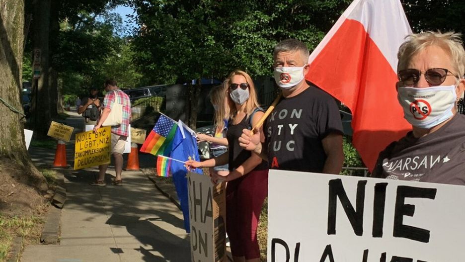 Andrzej Duda w USA. Protest grupy Polaków w Waszyngtonie
