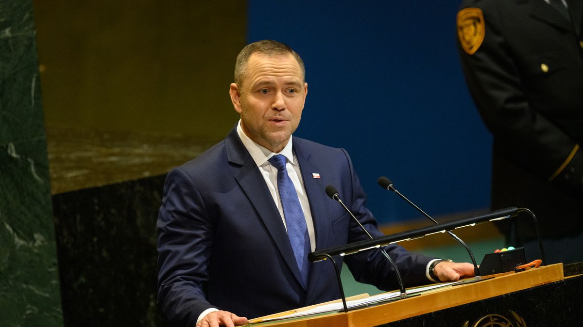 NEW YORK, NEW YORK - SEPTEMBER 23: President of Poland Karol Nawrocki speaks during the 80th session of the UN’s General Assembly (UNGA) on September 23, 2025 in New York City. World leaders convened for the 80th Session of UNGA, with this year’s theme for the annual global meeting being “Better together: 80 years and more for peace, development and human rights.” by Alexi J. Rosenfeld/Getty Images)