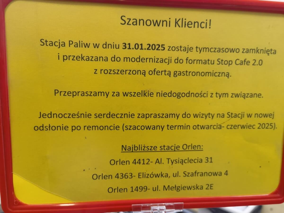 Modernizacja stacji paliw Orlen przy al. Spółdzielczości Pracy w Lublinie