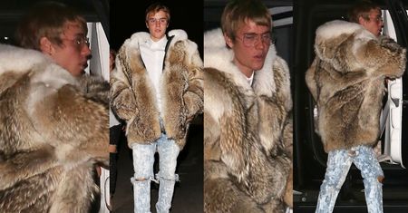 Justin Bieber w wielkim futrze i porwanych spodniach (ZDJĘCIA)