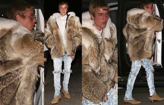 Justin Bieber w wielkim futrze i porwanych spodniach (ZDJĘCIA)