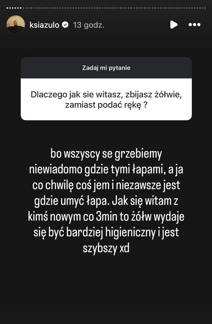 Książulo wprost o niepodawaniu ręki 