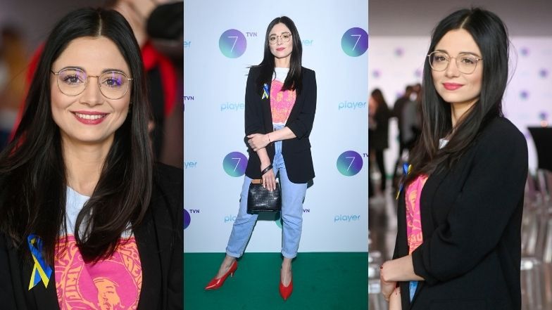 Adriana Kalska pozuje na prezentacji wiosennej ramówki TVN7