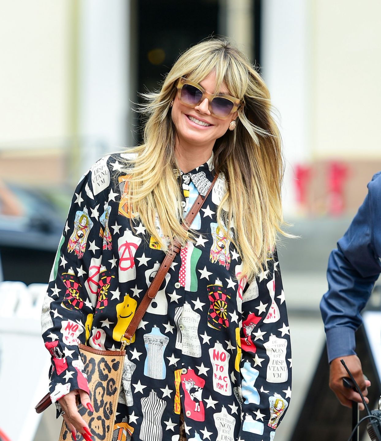 Heidi Klum w kolorowej kurtce 