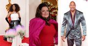 Oscary 2024. NAJGORSZE stylizacje z czerwonego dywanu: bufiaste rękawki Melissy McCarthy, kusy garniak "The Rocka" (ZDJĘCIA)