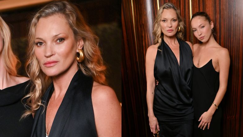 Kate Moss w czarnej mini lansuje się z 22-letnią córką na evencie. Lila poszła w ślady znanej matki