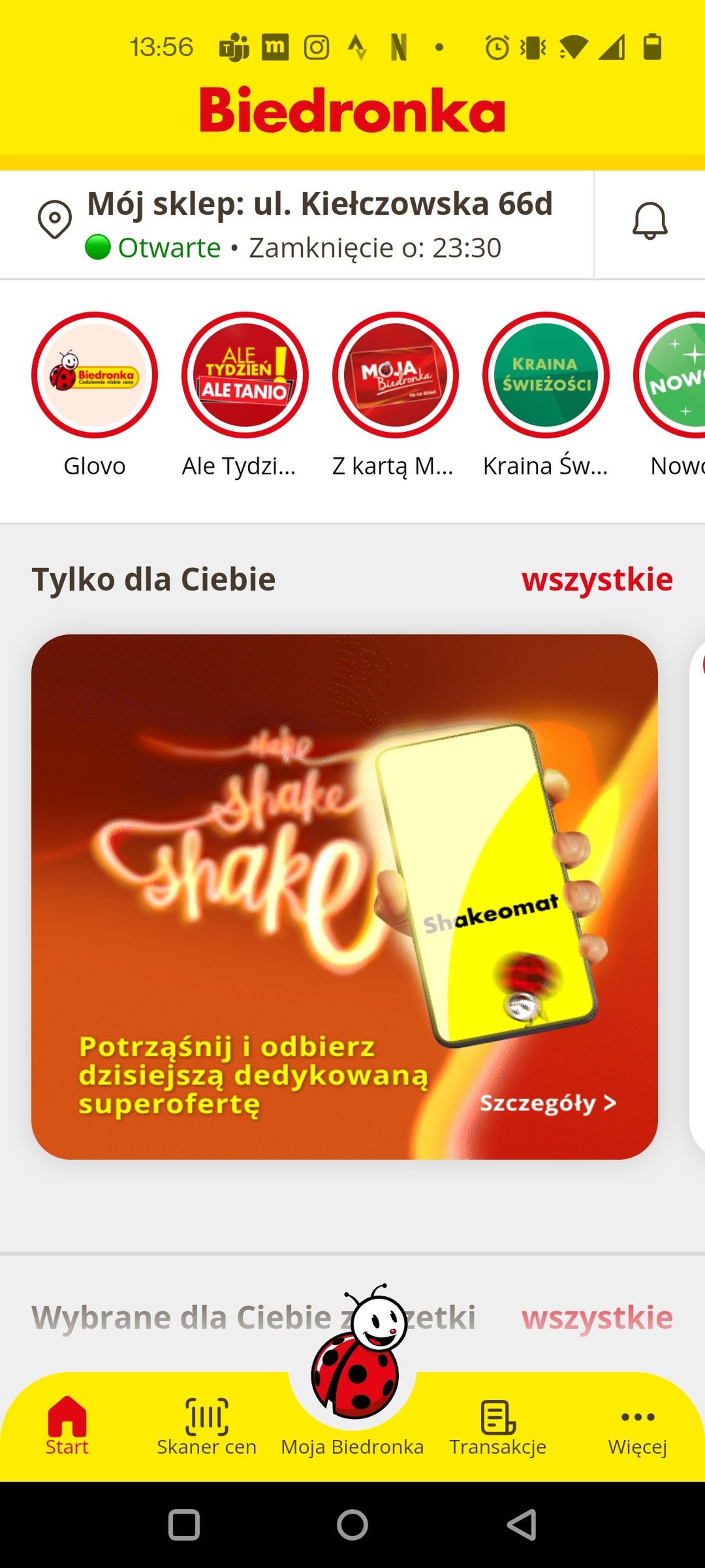 Biedronka: ekran główny aplikacji