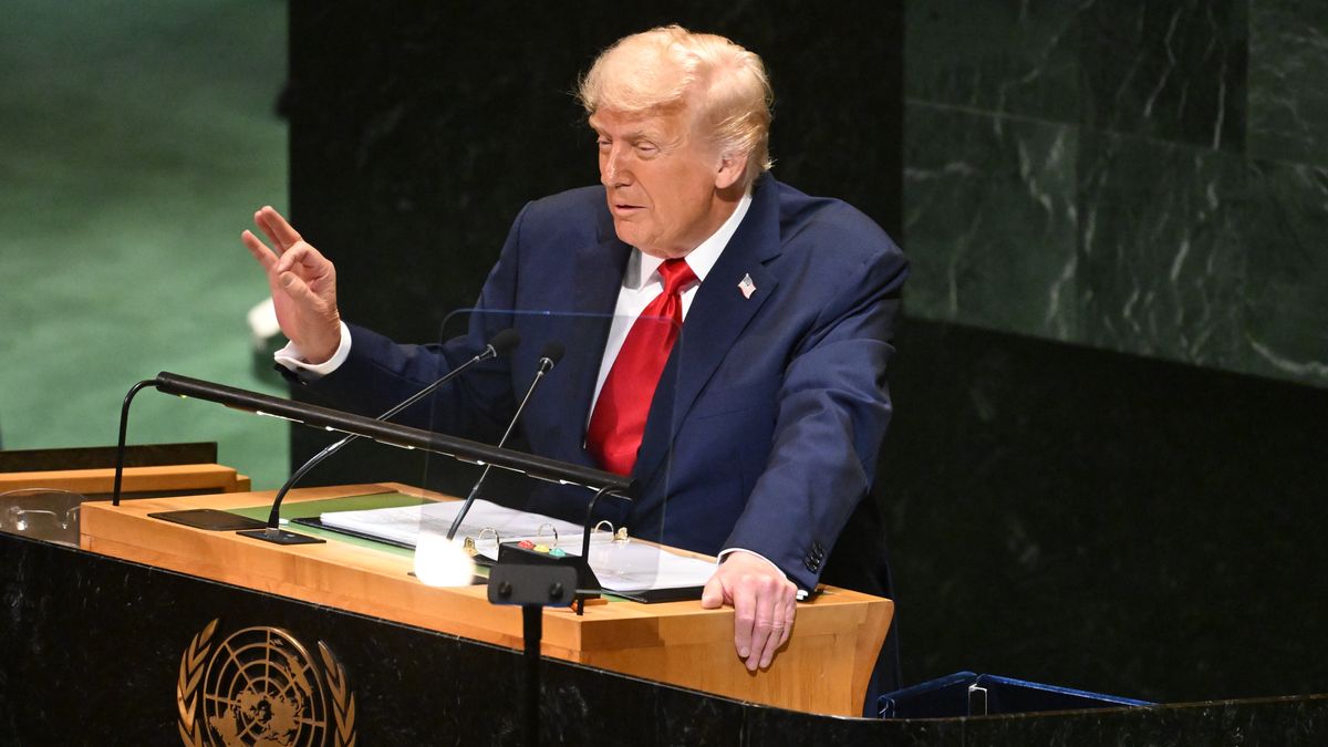 US President Donald Trump speaks during the General Debate of the 80th session of the United Nations General Assembly (UNGA) at the United Nations headquarters in New York, New York, USA, 23 September 2025. EPA/LUKAS COCH NO ARCHIVING AUSTRALIA AND NEW ZEALAND OUT Dostawca: PAP/EPA.