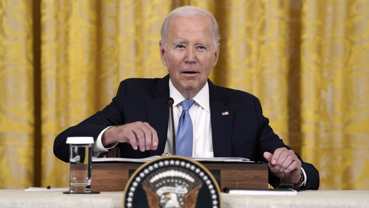 US President Joe Biden speaks while hosting Pacific Islands Forum (PIF) leaders in the East Room of the White House in Washington, DC, US, on Monday, Sept. 25, 2023. Biden announced that the US would establish diplomatic relations with the Cook Islands as his administration seeks to strengthen ties with Pacific island nations and counter Beijing's growing influence in the region. Photographer: Yuri Gripas/Abaca/Bloomberg via Getty Images