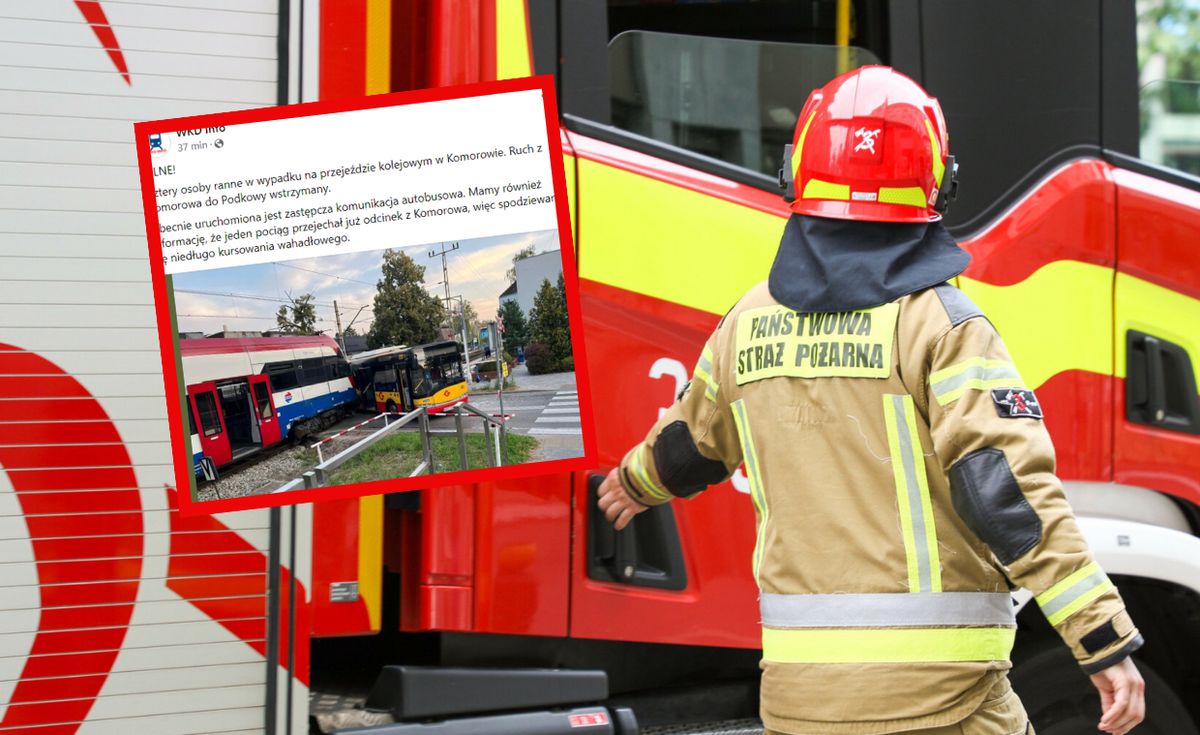 pociąg, autobus, wypadek Pociąg zderzył się z autobusem. Są ranni