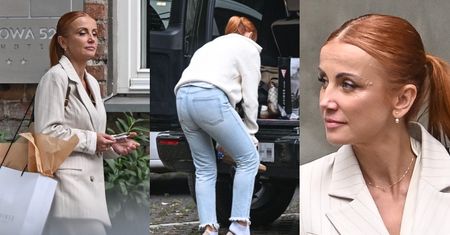 Zalatana Katarzyna Zielińska przebiera się na środku parkingu. Niewygodne szpilki zamieniła na tenisówki Gucci za 3 tysiące złotych