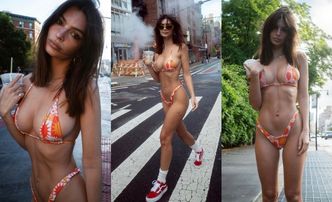 Emily Ratajkowski epatuje swoimi wdziękami w SKĄPYM bikini na środku nowojorskiej ulicy (ZDJĘCIA)