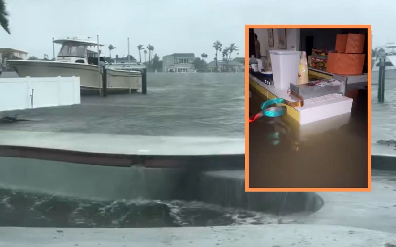 Hurricane Helene. Man showed footage before and after