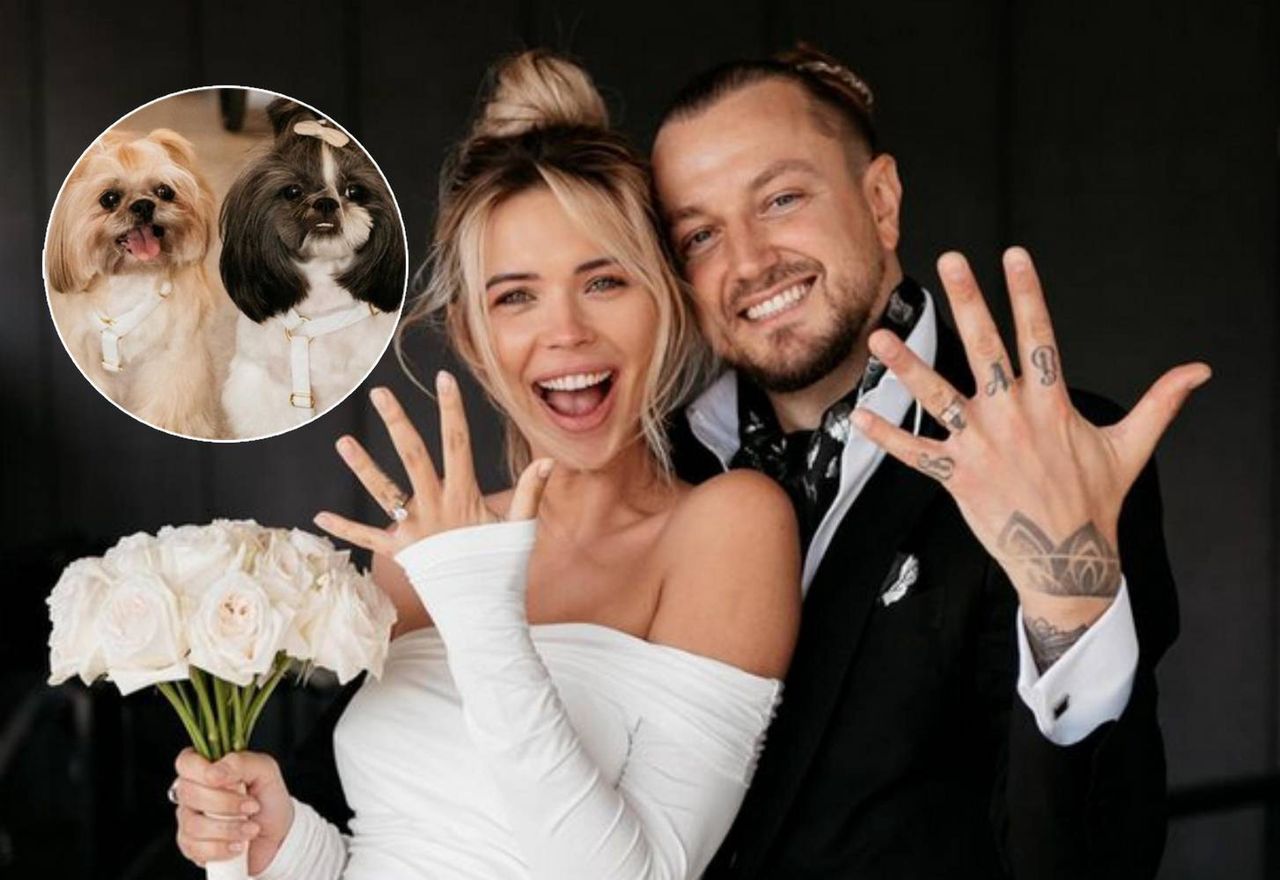 Sandra Kubicka i Aleksander Baron są już po ślubie. W czasie ceremonii towarzyszyły im równie wystrojone psiaki
