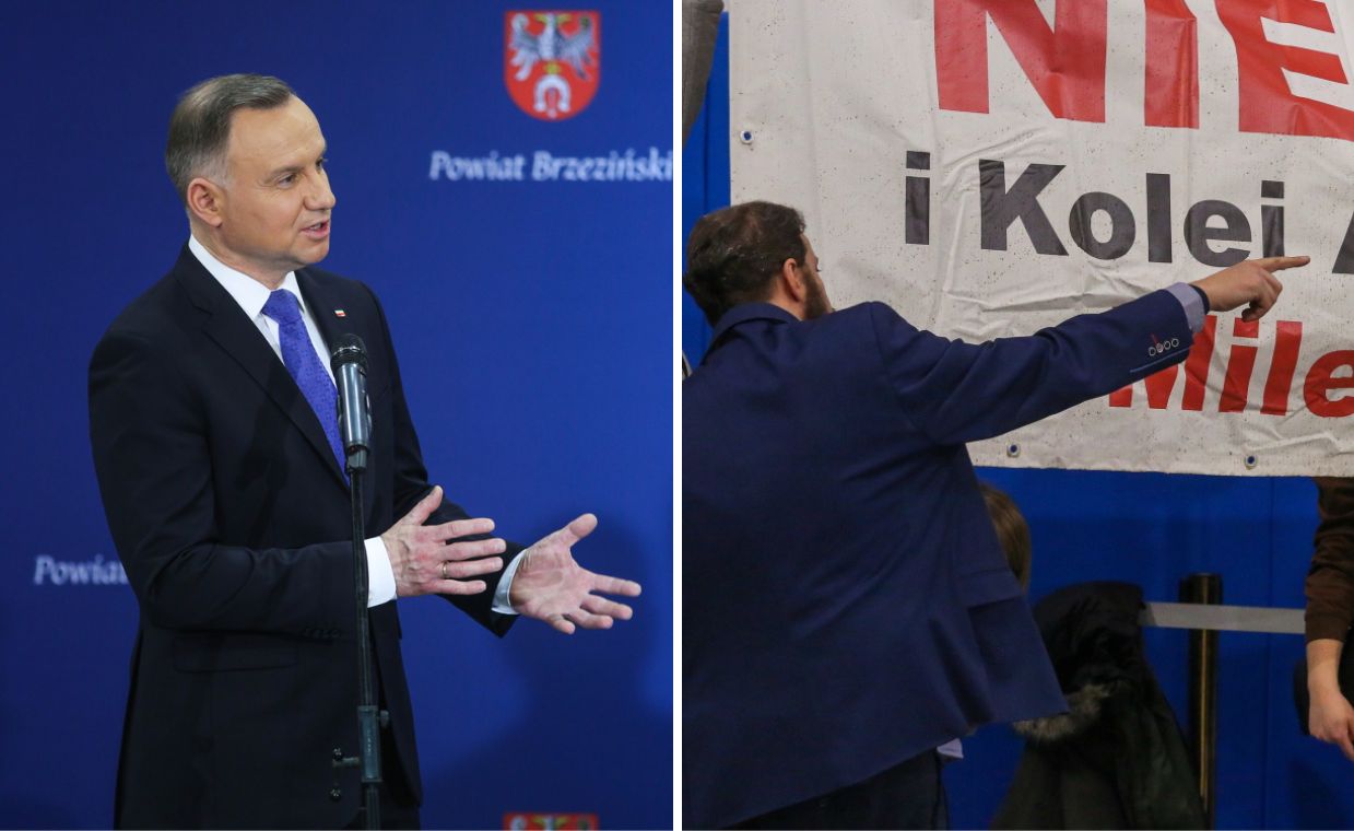 Andrzej Duda w Brzezinach. Okrzyki na spotakniu