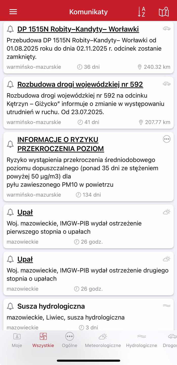 Regionalny system ostrzeżnień zasypuje użytkownika alertami