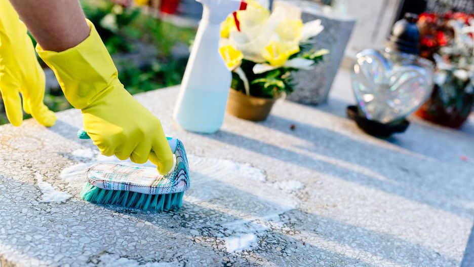 A woman cleans the grave.
A woman cleans the grave. Washing tombstone with brush. Preparations for All Saints Day on November 1
DANIEL JEDZURA
All Saints Day, all saint, day, november, 1, grave, brush, rubber glove, glove, water, wash, cleaning grave, tombstone, sweep, leaf, washing grave, cleaning, graveyard, memory, religion, cemetery, ever-burning, deceased, europe, candle, catholic, church, saints, souls, preparations, celebration, tomb, tidy, hallows, poland, granite, gravestone, halloween, headstone, gloves, girl, broom, death, memorial, stone, woman, monument, outdoors, 1st