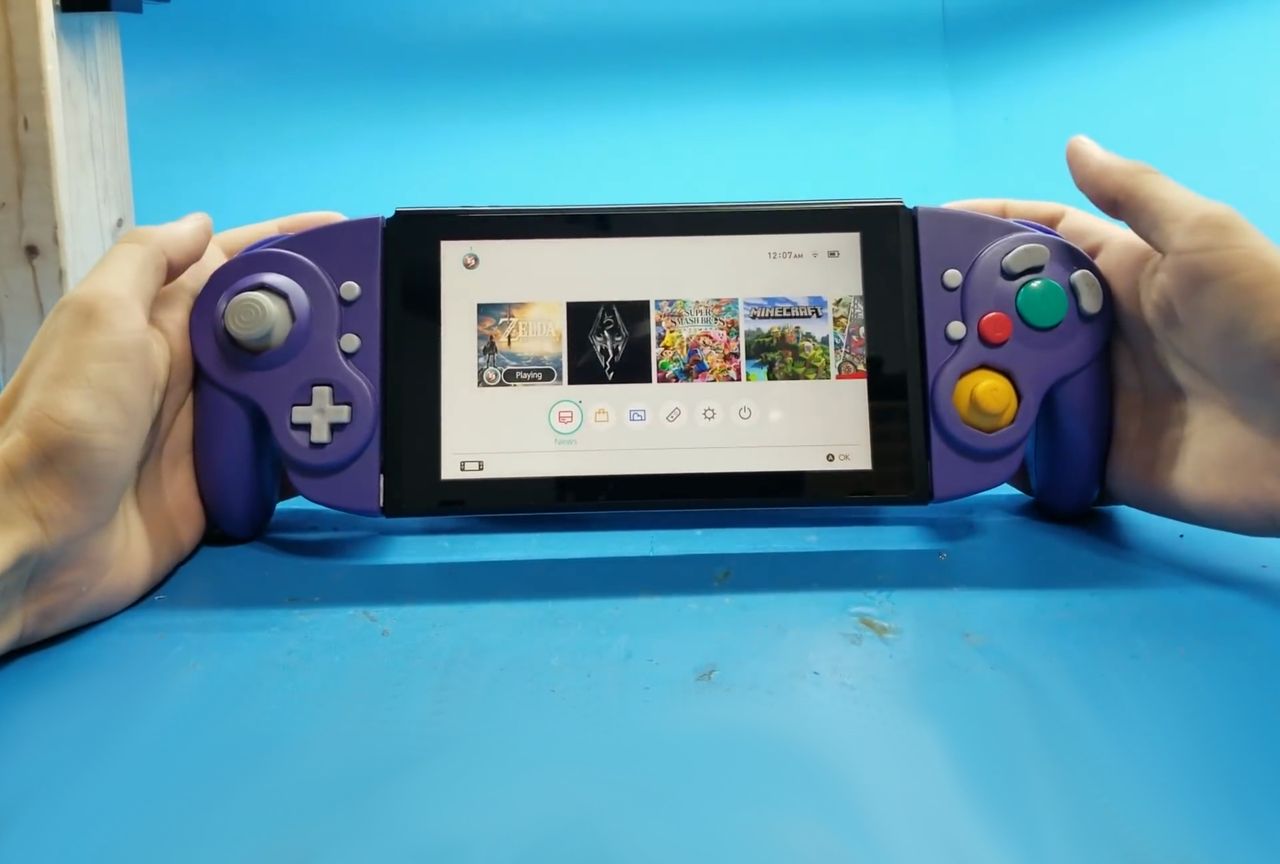 Joy-Cony Nintendo Switch przerobione na styl GameCube. To domowy projekt