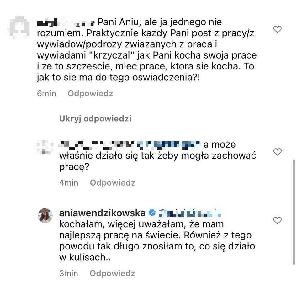 Fanka do Anny Wendzikowskiej: "Każdy pani post krzyczał, jak pani KOCHA SWOJĄ PRACĘ"