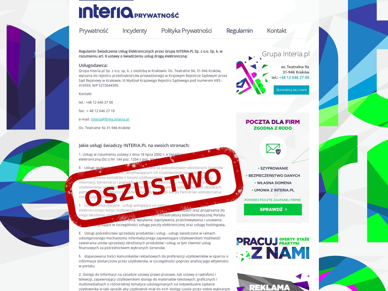 Ktoś podszywa się pod portal Interia, fot. CERT Polska