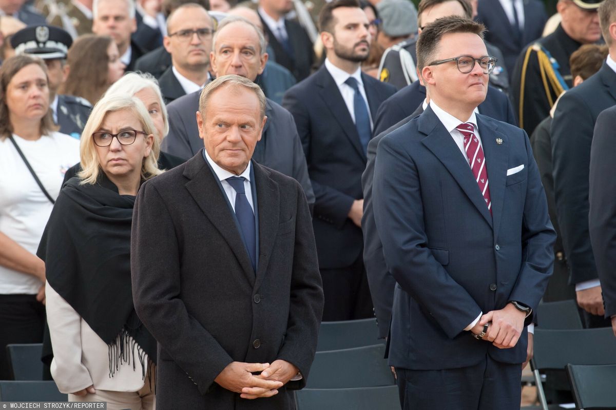 Donald Tusk z Pauliną Hennig-Kloską i Szymonem Hołownią