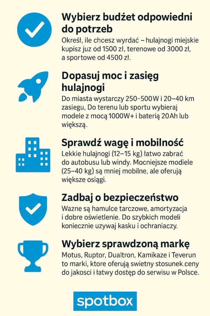 Podsumowanie poradnika i porównania najlepszych modeli hulajnóg