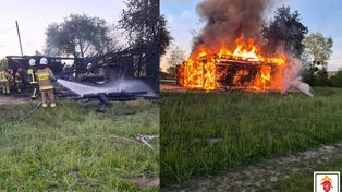 Pożar garażu w Łysej Górze. Spłonęły traktory i samochody osobowe