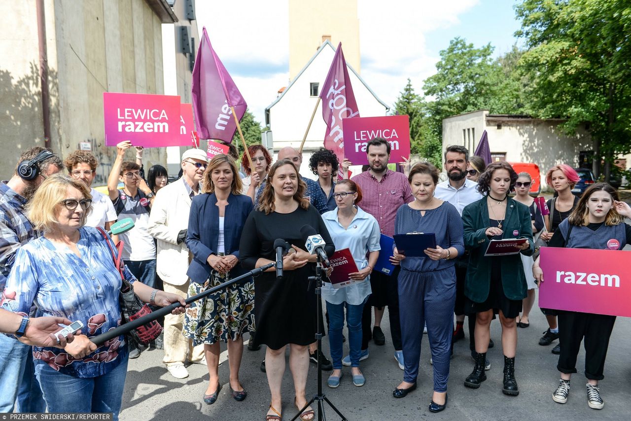 Konferencja partii Razem w Gdańsku. Na pierwszym planie Magdalena Biejat, Anna Górska i Aleksandra Kulma. 