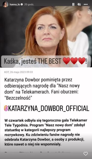 Hanna Lis wspiera Katarzynę Dowbor