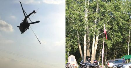Policyjny Black Hawk zerwał linię energetyczną. Świadek wszystko nagrał