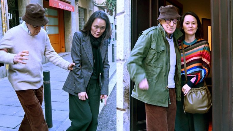 89-letni Woody Allen spaceruje po Barcelonie w towarzystwie żony