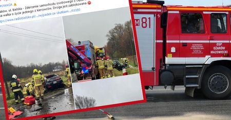 Czołowe zderzenie osobówki z samochodem ciężarowym. Nie żyje 34-letni mężczyzna