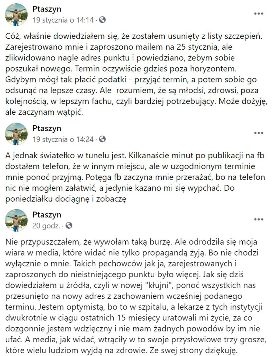 Jan "Ptaszyn" Wróblewski usunięty z listy szczepień