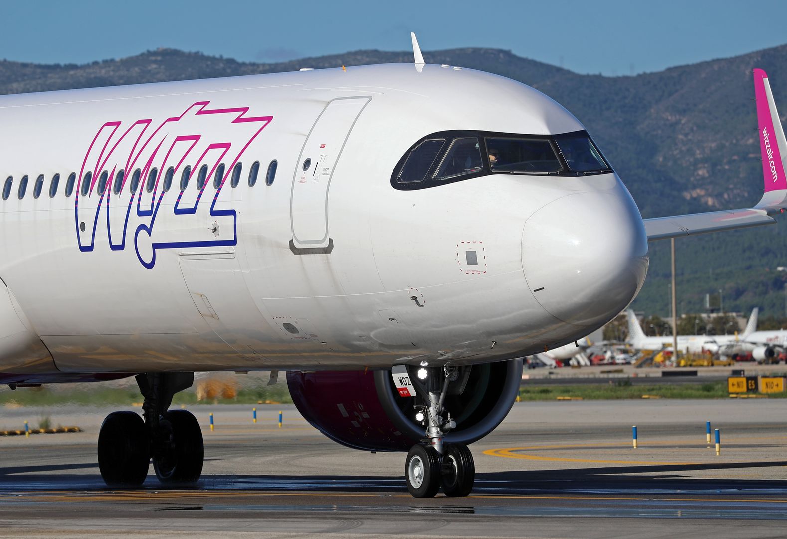 An Airbus A321-271NX from Wizz Air is on the runway ready to take off from Barcelona airport in Barcelona, Spain, on October 8, 2024. (Photo by Joan Valls/Urbanandsport/NurPhoto via Getty Images)