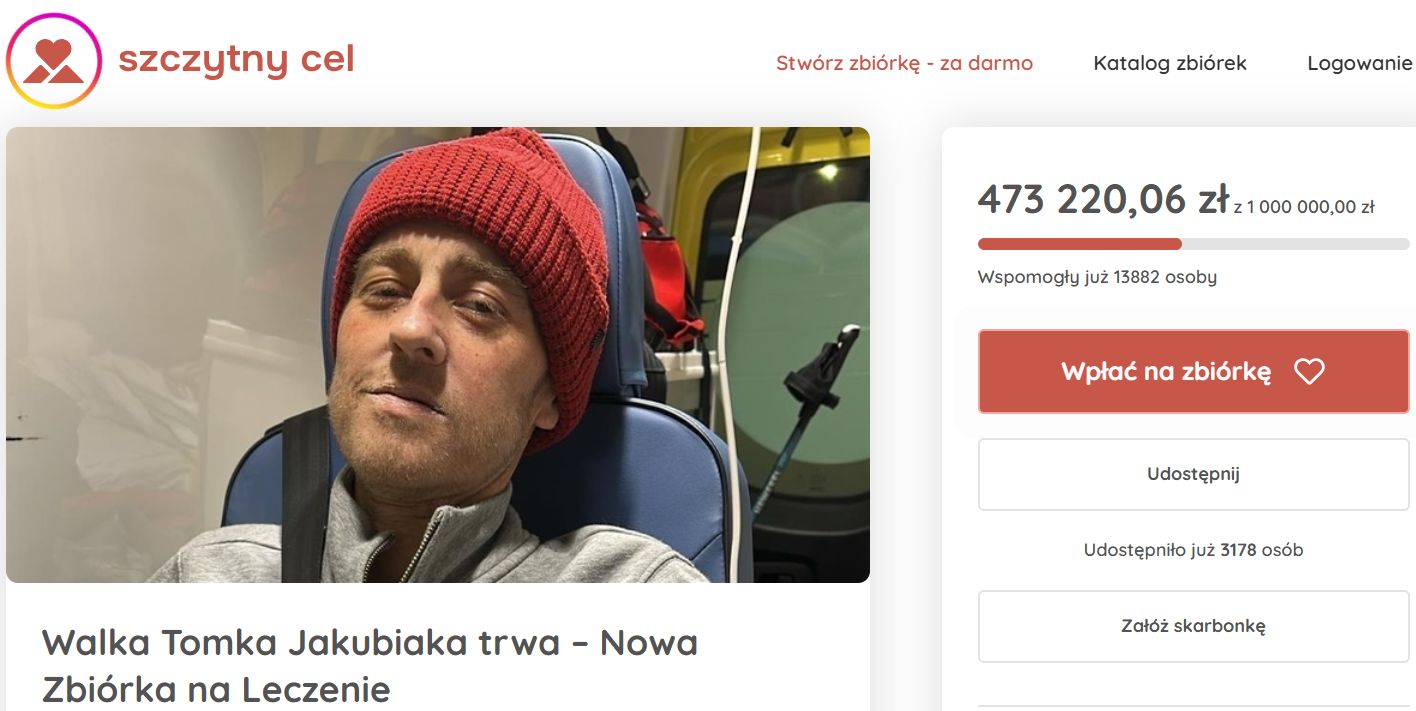 Zbiórka na leczenie Tomasza Jakubiaka