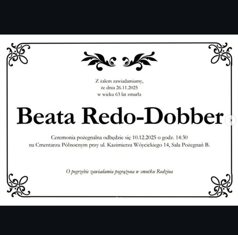 Ewa Kasprzyk pokazała nekrolog Beaty Redo-Dobber
